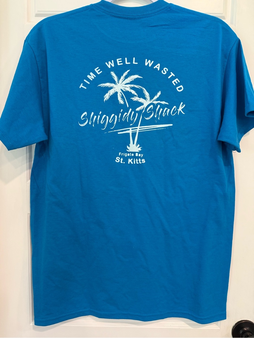 Mr. X’s Shiggidy Shack St. Kitts Graphic Tee Medium Blue Caribbean Souvenir